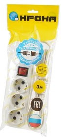 КРОНА КБ335003-Б РС-3/зем+выкл (У16-001УХЛ4) 3м (ПВС 3х0,75) BL1, Сетевой удлинитель