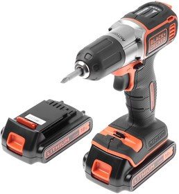 Дрель-шуруповерт BLACK & DECKER ASD18KB-QW Autosence 18В 0-650об/мин 39Нм 2акк LiIon ЗУ 1ч чемодан