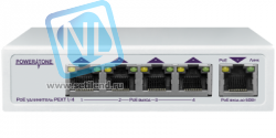 PoE коммутатор/удлинитель интерфейса Ethernet 10/100/1000Mbs PEXT 1/4. 4 PoE выхода, 1 PoE вход, совм. с 802.3af/at, до -40С