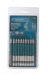 11262, Набор бит PH2 х70, сталь S2, круглый профиль, 10 шт.