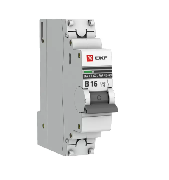 Выключатель автоматический модульный 1п B 16А 4.5кА ВА 47-63 PROxima EKF mcb4763-1-16B-pro