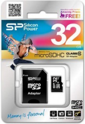 SP032GBSTH010V10-SP, Карта памяти Micro SD 32ГБ, переходник SDHC, Class 10.