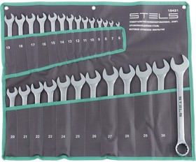 15431, Набор ключей комбинированных 6-32 мм, 26 шт., CrV, матовый хром