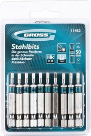 11462, Набор бит HEX 3х50, сталь S2, 10 шт.