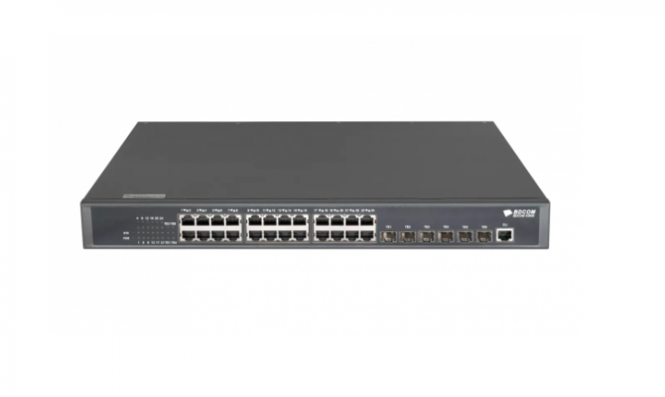 Управляемый коммутатор уровня 3 BDCOM S3930, 24x 10/100/1000BaseT, 6x 1/10GE SFP+, Hot Swap БП 1+1, в комплекте 1x PSU ~220VAC