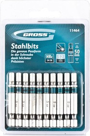 11464, Набор бит HEX 5х50, сталь S2, 10 шт.