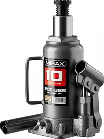 43260-10, Домкрат гидравлический бутылочный, 10т, 200-385 мм, MIRAX 43260-10