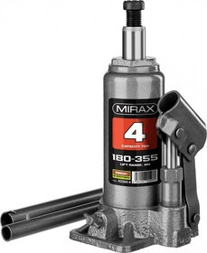 43260-4, Домкрат гидравлический бутылочный, 4т, 180-355 мм, MIRAX 43260-4