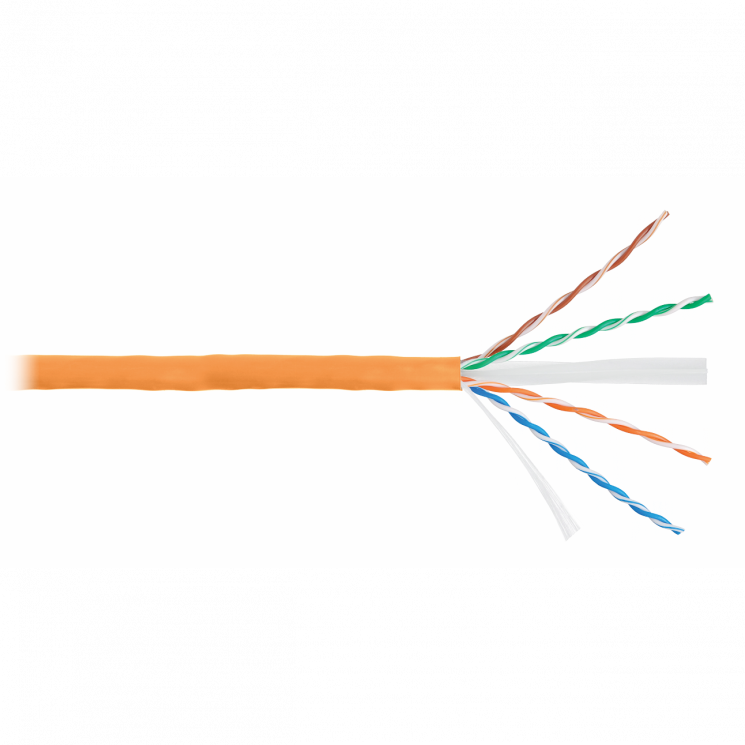 Кабель NIKOLAN U/UTP 4 пары, Кат.5e (Класс D), тест по ISO/IEC, 100МГц, одножильный, BC (чистая медь), 24AWG (0,49мм), внутренний, LSZH нг(А)-HFLTx