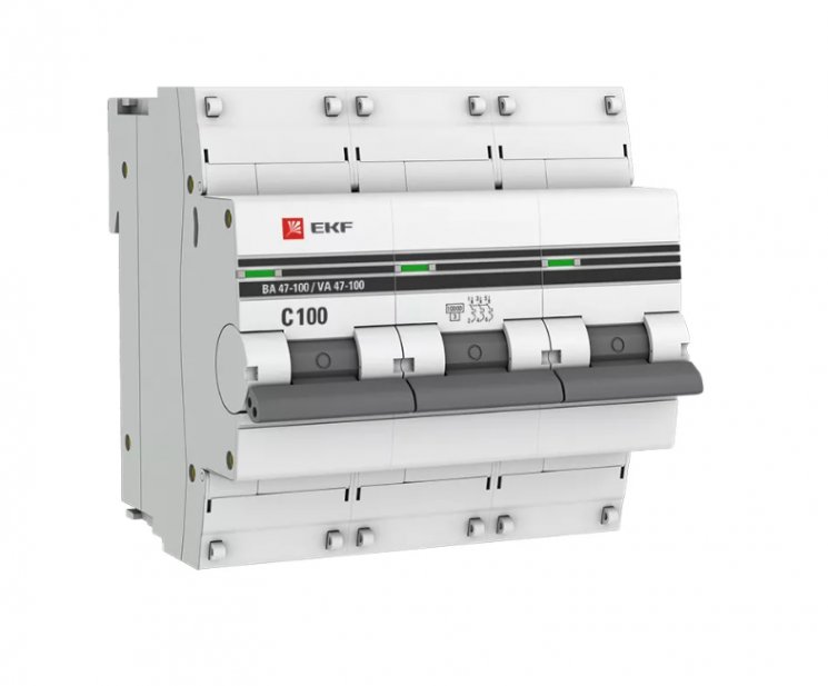 Выключатель автоматический трехполюсный 100А С ВА 47-100 10кА EKF PRoxima