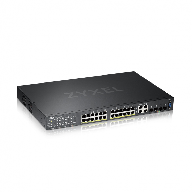Коммутатор ZYXEL NebulaFlex Pro GS2220-28HP Hybrid L2 PoE+ switch , rack 19 ", 24xGE PoE+, 4xCombo (SFP / RJ-45), budget 375 W, standalone / cloud man