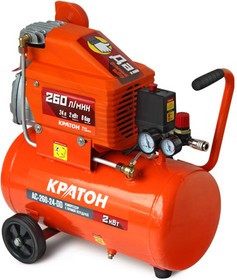 Компрессор КРАТОН AC-260-24-DD поршневой масляный, 2000 Вт, 260л/мин, 8бар