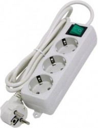 2009514, Удлинитель Гарнизон 3 евророзетки с выключателем и заземлением, допустимый ток 10А, длина 3м.