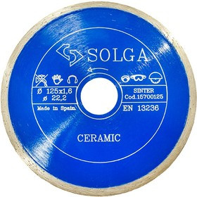 Круг алмазный SOLGA DIAMANT 15700125 Ф125х1.6х22мм сплошной по керамике