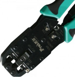 CP-200R Pro'sKit Клещи для обжима витой пары профессиональные (10P/8P/6P/4P, трещотка, 205мм)