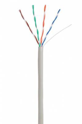Кабель NETLAN U/UTP 4 пары, Кат.5e, 100МГц, одножильный, CCA (омедненный алюминий), внутренний, PVC нг(B), серый, 305м