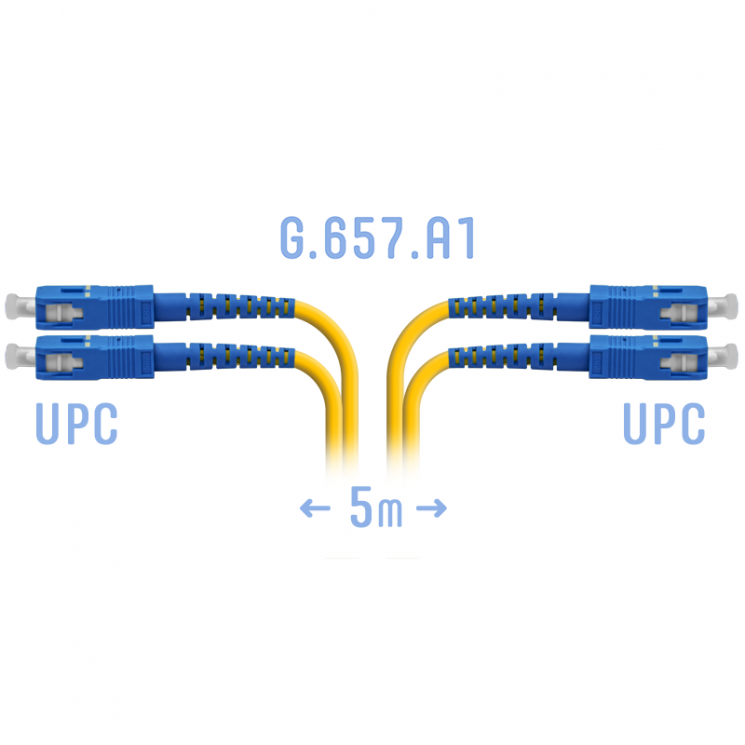 Патчкорд оптический SC/UPC SM G.657.A1 Duplex 5 метров