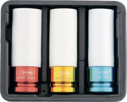 13513, Набор ударных головок, удлиненн.,1/2'', 6-ти гранн., CrMo, 3 шт. 17мм, 19мм, 21мм