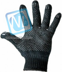 09-0211, Перчатки полушерстяные с покрытием ПВХ («Зима») черные, 7 нитей, 75-77 г
