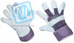 09-0251, Перчатки спилковые (спилок + х/б ткань), кожевенный спилок класса АВ, материал подкладки 100 % х/б