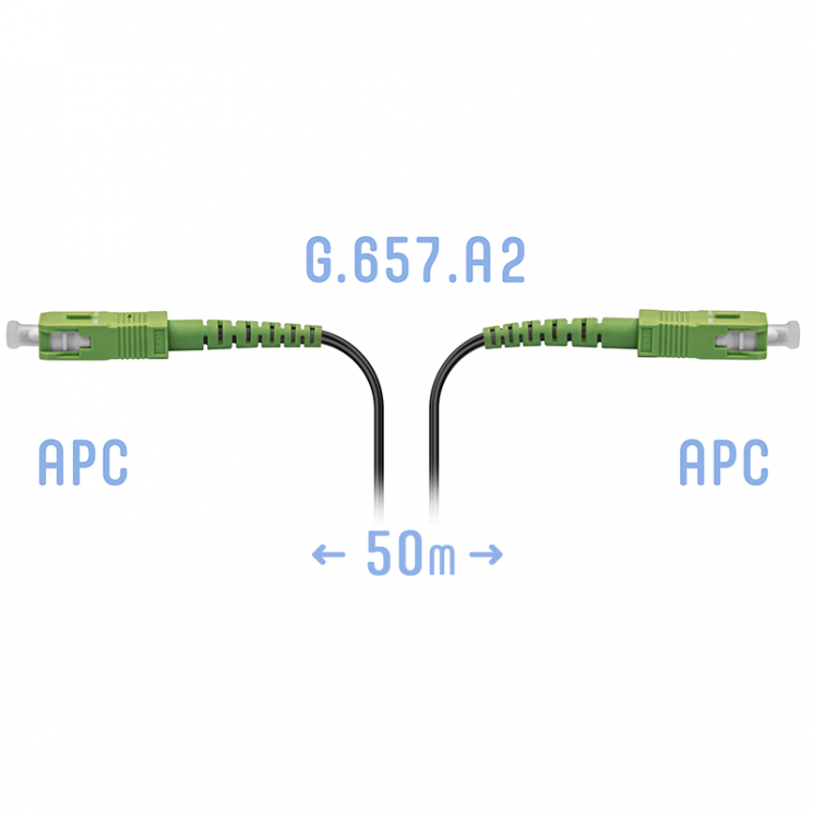 Патчкорд оптический FTTH SC/APC, кабель 604-06-01, 50 метров