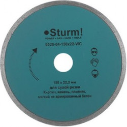Круг алмазный STURM! 9020-04-150x22-WC Ф150х2.0х22мм мокрый рез сплошной по керамике