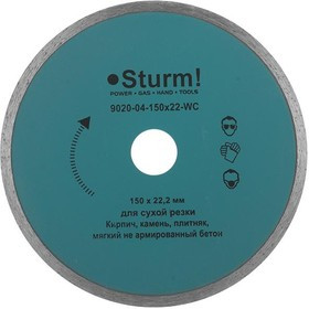 Круг алмазный STURM! 9020-04-150x22-WC Ф150х2.0х22мм мокрый рез сплошной по керамике