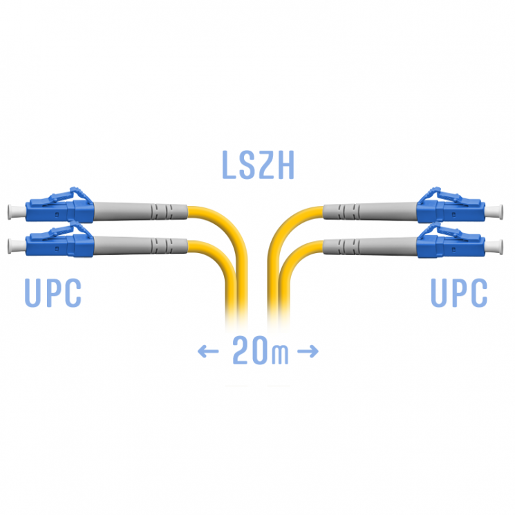 Патчкорд оптический LC/UPC SM Duplex 20 метров