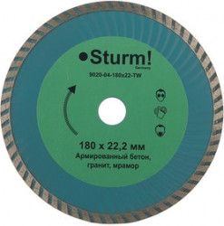 Круг алмазный STURM! 9020-04-180x22-TW Ф180х2.2х22мм универсальный рез турбо по бетону