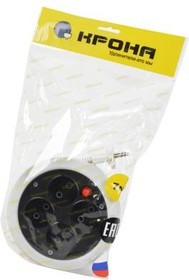 КРОНА КБ422007-Б РС-4 (У10-0001) 7м (рулетка с термо защитой) 4 роз. (ШВВП 2х0,75) BL1, Сетевой удлинитель