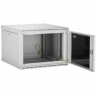 Настенный разборный шкаф TLK 19", 6U, стеклянная дверь, Ш600хВ303хГ450мм, 1 пара монтажных направляющих, серый