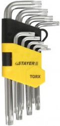 2743-H9, Набор STAYER "MASTER": Ключи имбусовые короткие, Cr-V, сатинированное покрытие, пластиковый держател