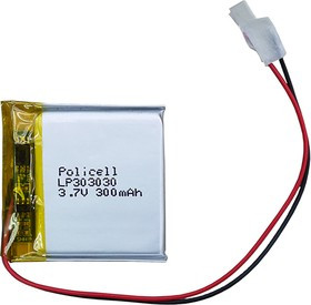 LP303030-PCM, Аккумулятор литий-полимерный (Li-Pol) 300мАч 3.7В, с защитой, PoliCell