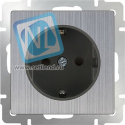 WL02-SKGS-01-IP44 / Розетка с заземлением и шторками (глянцевый никель)