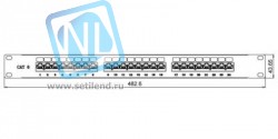 Коммутационная панель SNR, 19" неэкранированная, 1U, 24 порта, cat.6, горизонтальная заделка