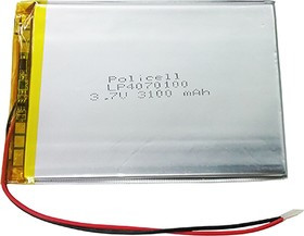 LP4070100-PCM, Аккумулятор литий-полимерный (Li-Pol) 3200(3100)мАч 3.7В, с защитой, PoliCell