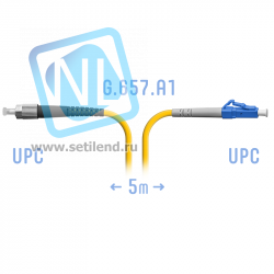 Патчкорд оптический SNR-PC-FC/UPC-LC/UPC-A SM 5 м, сверхгибкое волокно