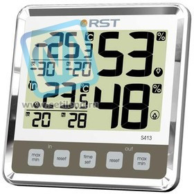 02413 RST Цифровой термогигрометр с большим дисплеем, дом/улица, цвет слоновая кость. EAN 7316040024139