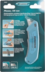 78899, Нож 130 мм, алюм. корпус, выдв. трапец. лезвие 18 мм (SK-5), клипса для ремня, 4 лезвия