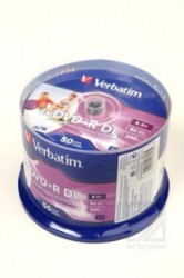 Verbatim 43703 DVD+R 8.5 GB 8x CB/50 Double Layer Full Ink Print, Записываемый компакт-диск