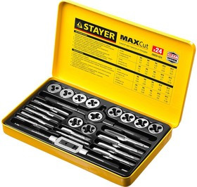 28020-H24, Набор метчиков и плашек STAYER "MASTER", метчикодержатель 1шт, плашкодержатель 1шт, метчики 11шт, пл