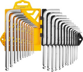 JWR005, Набор JCB: Ключи имбусовые, длинные с шариком, сатинированное покрытие, Cr-V сталь, 25 предм