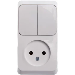 Блок ОП Этюд (1-м розетка без заземл. + 2-кл. выкл.) бел. SE BPA16-205B