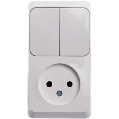 Блок ОП Этюд (1-м розетка без заземл. + 2-кл. выкл.) бел. SE BPA16-205B