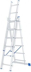 97816, Лестница, 3 х 6 ступеней, алюминиевая, трехсекционная, Россия