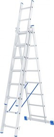 97818, Лестница, 3 х 8 ступеней, алюминиевая, трехсекционная, Россия