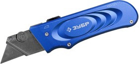 09225, Нож ЗУБР "ЭКСПЕРТ" выдвижной с трапециевидным лезвием тип А24, металлический корпус, 19мм