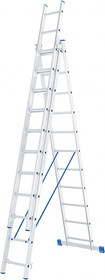97821, Лестница, 3 х 11 ступеней, алюминиевая, трехсекционная, Россия